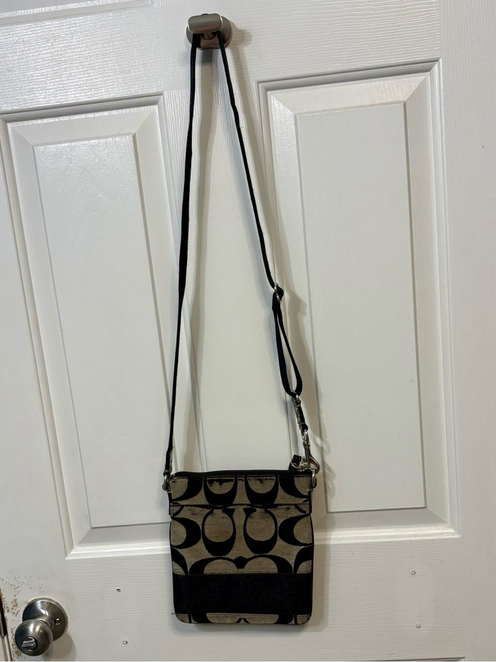Coach Black and Tan Signature Crossbody